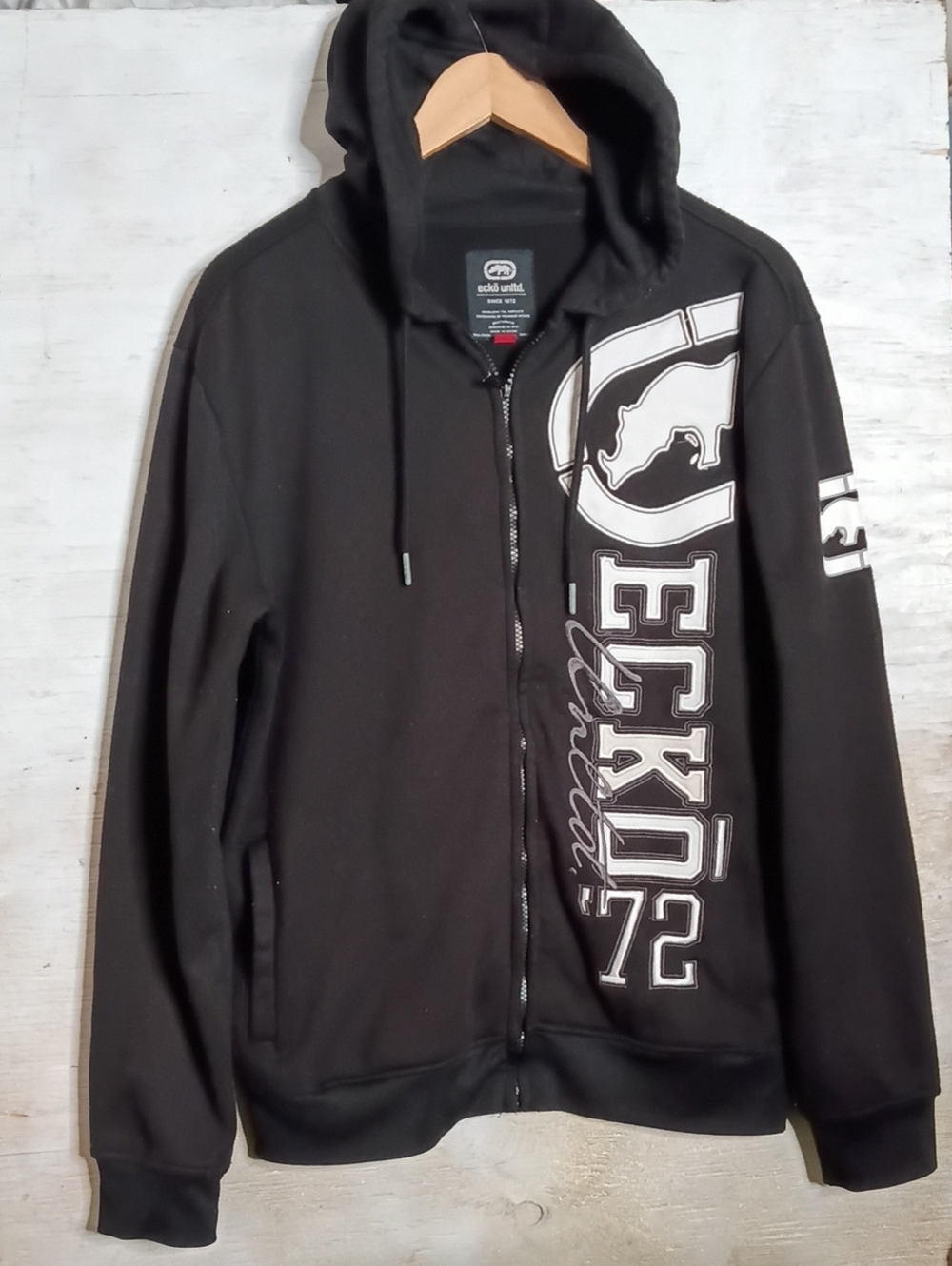 Ecko Unlimited Black Zip Hoodie with White Graphic